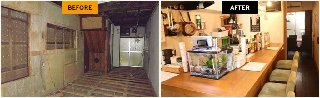築年数不明の3棟連なる木造長屋は繁盛店へ